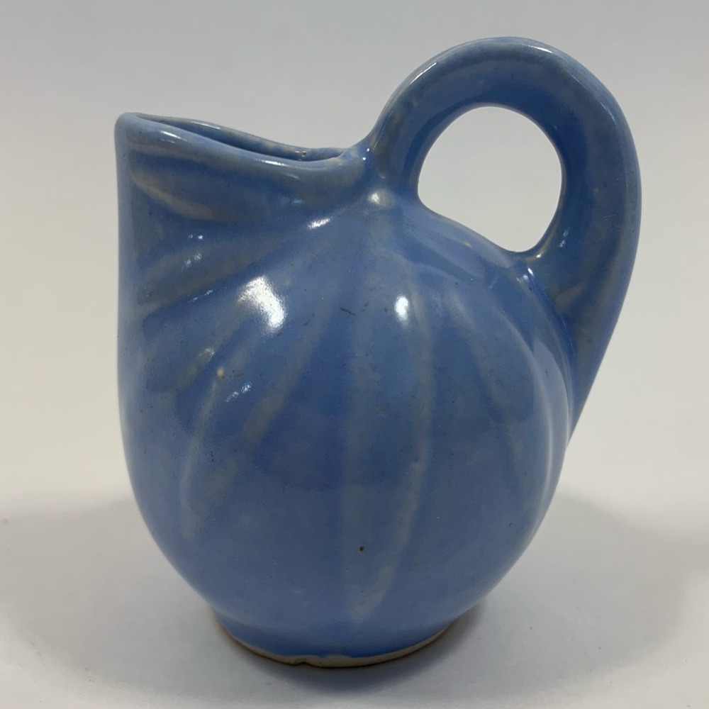 Vintage Shawnee Pottery Poinsettia Mini Light Blue Leaves Design Jug Pitcher